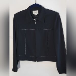 CC Collection Black Women's Boxy Zip-Up Jacket Size 10 NWT
